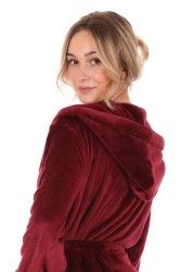 SIENA dlouhý župan s kapucí, Vínová, vel. XL, galerie
